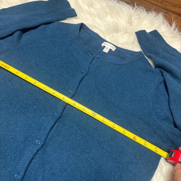 Garnet Hill 100% Cashmere Button Up Cardigan Waist Length Dark Teal size Small - Picture 9 of 9